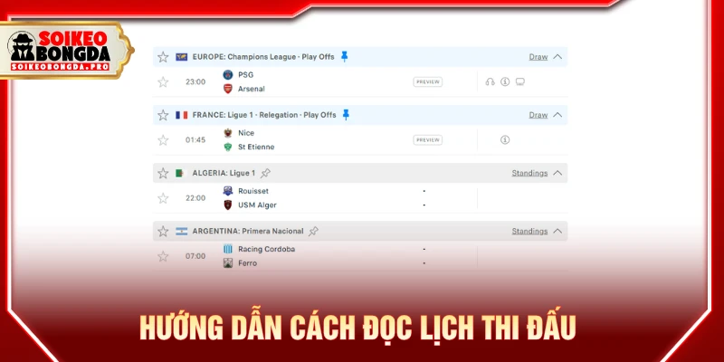 Hướng dẫn cách đọc lịch thi đấu kết hợp phân tích kèo