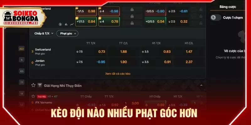 kèo đội nào nhiều phạt góc hơn